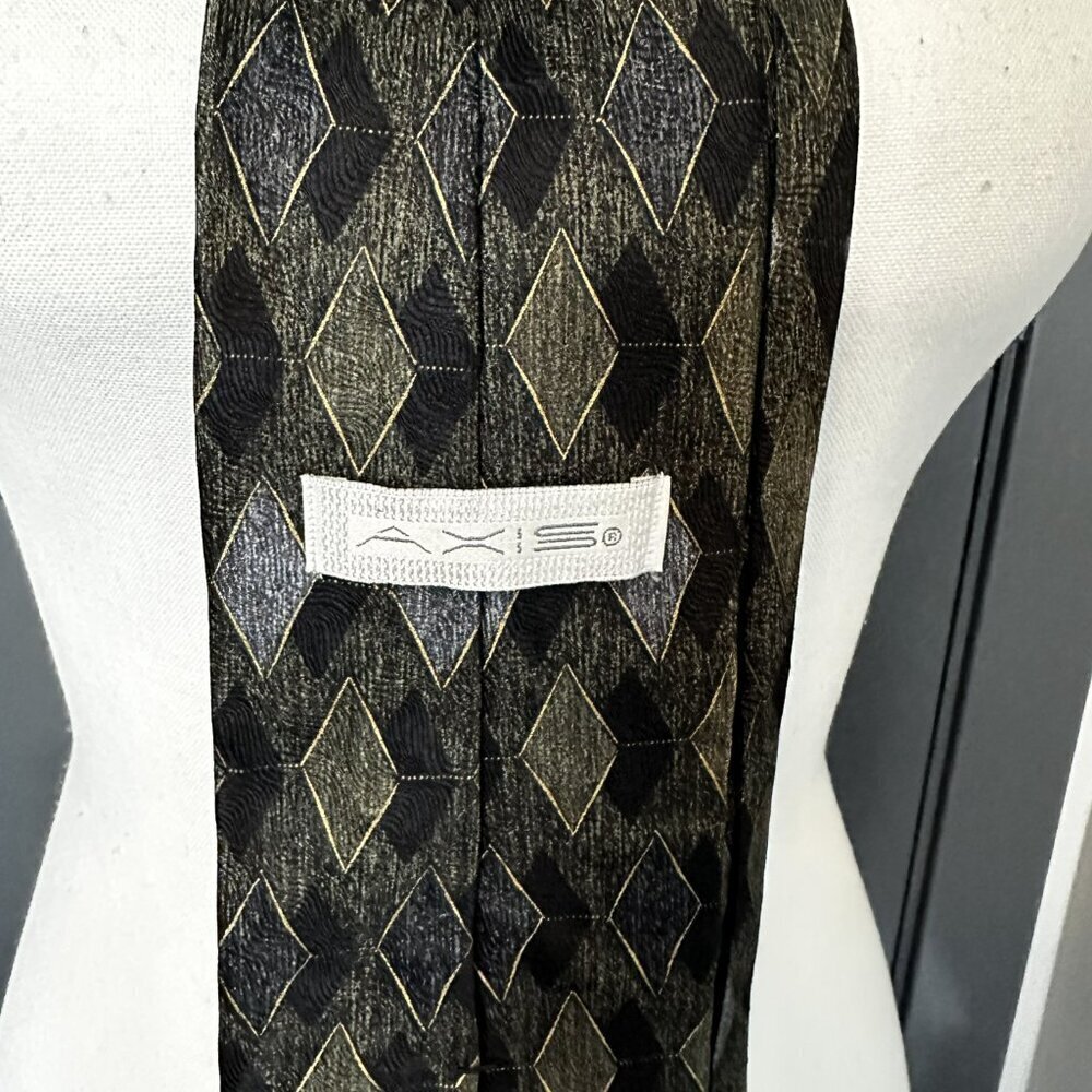 Men's Axis Silk Neck Tie Heathered Dark Green Made In The USA 60.5" L 4" W - Picture 2 of 4